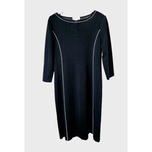 Garfield & Marks Women's M  3/4 Sleeve Black Dress Pencil White Midi Knit